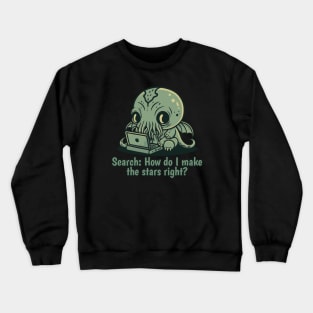 Chibi Cthulhu Programmer - How do I make the stars right? Crewneck Sweatshirt